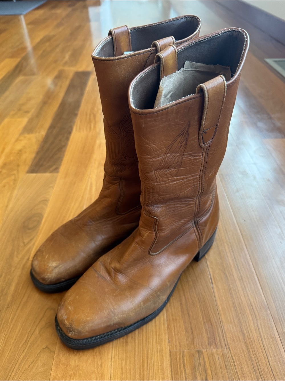 VTG Gold Eagle Steel Toe Brown Tan Motorcycle Boots Size 12E - Made In USA